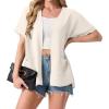 imageGRECERELLE Womens Summer Short Sleeve Lightweight Cardigan Open Front Casual Cover Up with Pockets for Office BeachAivory White