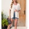 imageGRECERELLE Womens Summer Short Sleeve Lightweight Cardigan Open Front Casual Cover Up with Pockets for Office BeachAivory White