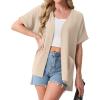 imageGRECERELLE Womens Summer Short Sleeve Lightweight Cardigan Open Front Casual Cover Up with Pockets for Office BeachApricot