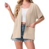 imageGRECERELLE Womens Summer Short Sleeve Lightweight Cardigan Open Front Casual Cover Up with Pockets for Office BeachApricot
