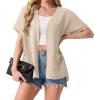 imageGRECERELLE Womens Summer Short Sleeve Lightweight Cardigan Open Front Casual Cover Up with Pockets for Office BeachApricot