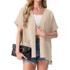 imageGRECERELLE Womens Summer Short Sleeve Lightweight Cardigan Open Front Casual Cover Up with Pockets for Office BeachApricot