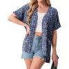imageGRECERELLE Womens Summer Short Sleeve Lightweight Cardigan Open Front Casual Cover Up with Pockets for Office BeachBlue Small Flower