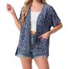 imageGRECERELLE Womens Summer Short Sleeve Lightweight Cardigan Open Front Casual Cover Up with Pockets for Office BeachBlue Small Flower