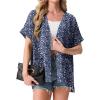 imageGRECERELLE Womens Summer Short Sleeve Lightweight Cardigan Open Front Casual Cover Up with Pockets for Office BeachBlue Small Flower