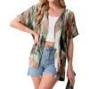 imageGRECERELLE Womens Summer Short Sleeve Lightweight Cardigan Open Front Casual Cover Up with Pockets for Office BeachCamou Green Pink