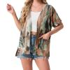 imageGRECERELLE Womens Summer Short Sleeve Lightweight Cardigan Open Front Casual Cover Up with Pockets for Office BeachCamou Green Pink