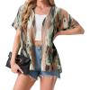 imageGRECERELLE Womens Summer Short Sleeve Lightweight Cardigan Open Front Casual Cover Up with Pockets for Office BeachCamou Green Pink
