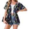 imageGRECERELLE Womens Summer Short Sleeve Lightweight Cardigan Open Front Casual Cover Up with Pockets for Office BeachColorful Banana Leaf