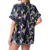 imageGRECERELLE Womens Summer Short Sleeve Lightweight Cardigan Open Front Casual Cover Up with Pockets for Office BeachColorful Banana Leaf