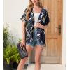imageGRECERELLE Womens Summer Short Sleeve Lightweight Cardigan Open Front Casual Cover Up with Pockets for Office BeachColorful Banana Leaf