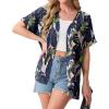 imageGRECERELLE Womens Summer Short Sleeve Lightweight Cardigan Open Front Casual Cover Up with Pockets for Office BeachColorful Banana Leaf