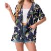 imageGRECERELLE Womens Summer Short Sleeve Lightweight Cardigan Open Front Casual Cover Up with Pockets for Office BeachColorful Banana Leaf