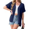 imageGRECERELLE Womens Summer Short Sleeve Lightweight Cardigan Open Front Casual Cover Up with Pockets for Office BeachDark Blue