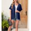 imageGRECERELLE Womens Summer Short Sleeve Lightweight Cardigan Open Front Casual Cover Up with Pockets for Office BeachDark Blue