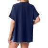 imageGRECERELLE Womens Summer Short Sleeve Lightweight Cardigan Open Front Casual Cover Up with Pockets for Office BeachDark Blue