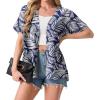 imageGRECERELLE Womens Summer Short Sleeve Lightweight Cardigan Open Front Casual Cover Up with Pockets for Office BeachDark Blue Palm Leaf