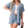 imageGRECERELLE Womens Summer Short Sleeve Lightweight Cardigan Open Front Casual Cover Up with Pockets for Office BeachHaze Blue
