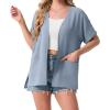 imageGRECERELLE Womens Summer Short Sleeve Lightweight Cardigan Open Front Casual Cover Up with Pockets for Office BeachHaze Blue
