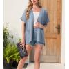 imageGRECERELLE Womens Summer Short Sleeve Lightweight Cardigan Open Front Casual Cover Up with Pockets for Office BeachHaze Blue