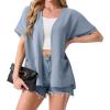 imageGRECERELLE Womens Summer Short Sleeve Lightweight Cardigan Open Front Casual Cover Up with Pockets for Office BeachHaze Blue