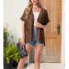 imageGRECERELLE Womens Summer Short Sleeve Lightweight Cardigan Open Front Casual Cover Up with Pockets for Office BeachLeopard Print Coffee