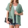 imageGRECERELLE Womens Summer Short Sleeve Lightweight Cardigan Open Front Casual Cover Up with Pockets for Office BeachMint Green