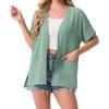 imageGRECERELLE Womens Summer Short Sleeve Lightweight Cardigan Open Front Casual Cover Up with Pockets for Office BeachMint Green