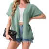 imageGRECERELLE Womens Summer Short Sleeve Lightweight Cardigan Open Front Casual Cover Up with Pockets for Office BeachMint Green