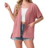 imageGRECERELLE Womens Summer Short Sleeve Lightweight Cardigan Open Front Casual Cover Up with Pockets for Office BeachPeach Pink