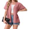 imageGRECERELLE Womens Summer Short Sleeve Lightweight Cardigan Open Front Casual Cover Up with Pockets for Office BeachPeach Pink