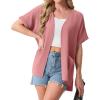 imageGRECERELLE Womens Summer Short Sleeve Lightweight Cardigan Open Front Casual Cover Up with Pockets for Office BeachPeach Pink
