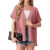 imageGRECERELLE Womens Summer Short Sleeve Lightweight Cardigan Open Front Casual Cover Up with Pockets for Office BeachPeach Pink