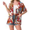 imageGRECERELLE Womens Summer Short Sleeve Lightweight Cardigan Open Front Casual Cover Up with Pockets for Office BeachWhite Maple