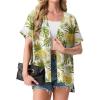 imageGRECERELLE Womens Summer Short Sleeve Lightweight Cardigan Open Front Casual Cover Up with Pockets for Office BeachWhite Pineapple