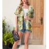 imageGRECERELLE Womens Summer Short Sleeve Lightweight Cardigan Open Front Casual Cover Up with Pockets for Office BeachWhite Pineapple