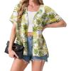 imageGRECERELLE Womens Summer Short Sleeve Lightweight Cardigan Open Front Casual Cover Up with Pockets for Office BeachWhite Pineapple