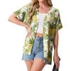 imageGRECERELLE Womens Summer Short Sleeve Lightweight Cardigan Open Front Casual Cover Up with Pockets for Office BeachWhite Pineapple