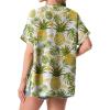 imageGRECERELLE Womens Summer Short Sleeve Lightweight Cardigan Open Front Casual Cover Up with Pockets for Office BeachWhite Pineapple