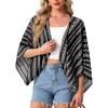 imageGRECERELLE Womens Summer Lightweight Cardigan Open Front Casual Loose Cropped Kimono Cover UpsBohemian Stripe