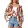 imageGRECERELLE Womens Summer Lightweight Cardigan Open Front Casual Loose Cropped Kimono Cover UpsColorful Geometry