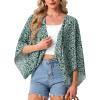 imageGRECERELLE Womens Summer Lightweight Cardigan Open Front Casual Loose Cropped Kimono Cover UpsGreen White Flower