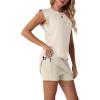 imageGRECERELLE 2026 Womens Summer 2 Piece Skort Set Cap Sleeve Round Neck Top amp Tennis Skirt with Pockets for Athletic amp CasualApricot White