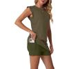 imageGRECERELLE 2026 Womens Summer 2 Piece Skort Set Cap Sleeve Round Neck Top amp Tennis Skirt with Pockets for Athletic amp CasualArmy Green