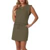 imageGRECERELLE 2026 Womens Summer 2 Piece Skort Set Cap Sleeve Round Neck Top amp Tennis Skirt with Pockets for Athletic amp CasualArmy Green