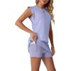 imageGRECERELLE 2026 Womens Summer 2 Piece Skort Set Cap Sleeve Round Neck Top amp Tennis Skirt with Pockets for Athletic amp CasualAura Indigo