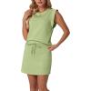 imageGRECERELLE 2026 Womens Summer 2 Piece Skort Set Cap Sleeve Round Neck Top amp Tennis Skirt with Pockets for Athletic amp CasualAvocado Green