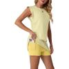 imageGRECERELLE 2026 Womens Summer 2 Piece Skort Set Cap Sleeve Round Neck Top amp Tennis Skirt with Pockets for Athletic amp CasualButter Yellow