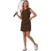 imageGRECERELLE 2026 Womens Summer 2 Piece Skort Set Cap Sleeve Round Neck Top amp Tennis Skirt with Pockets for Athletic amp CasualDark Coffee