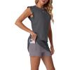 imageGRECERELLE 2026 Womens Summer 2 Piece Skort Set Cap Sleeve Round Neck Top amp Tennis Skirt with Pockets for Athletic amp CasualDark Gray